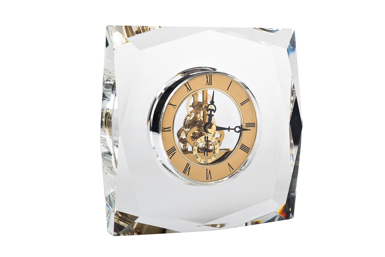 Часы настольные стеклянные золотые C81315